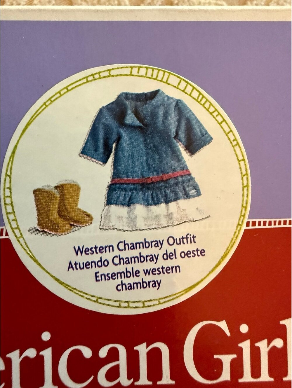 New American Girl Doll Western Chambray Outfit Truly Me Dress Boots Belt NIB
